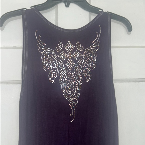 “SEND UR PRICE?” Beautiful Front/Back Embellished Purple Sleeveless Top 💜 - Picture 6 of 8